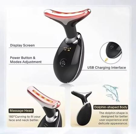 Face & Neck Massager with LED Light Therapy