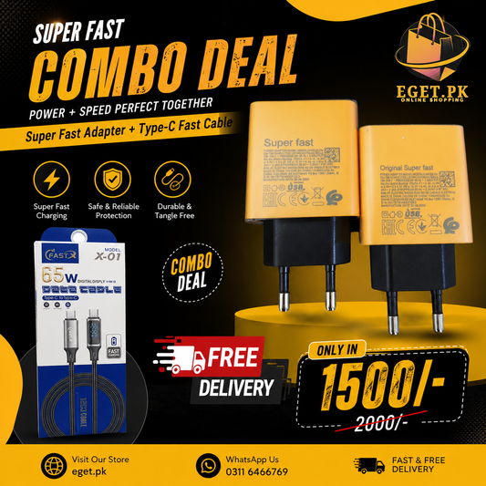 Combo Mobile Charger Adpater with Type c Cable 65W